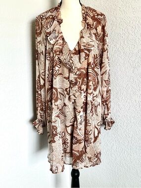 House Of Harlow 1960 Paisley Ruffle Dress